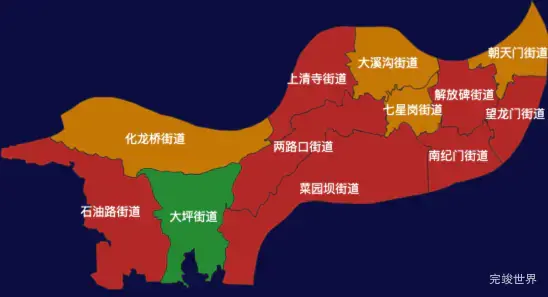 echarts重庆市渝中区地图渲染效果实例